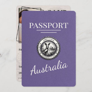 Lilac Lila Australia Passport Save Date Spara Datumet