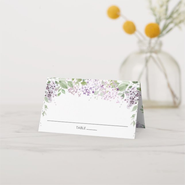 Lilac Lila Blommigt Bröllop Guest Namn Place Card Placeringskort (Framsida)