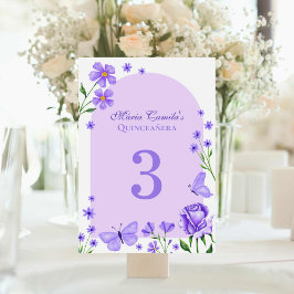 Lilac Lila Blommigt Mis Quince Años Quinceañera Bordsnummer