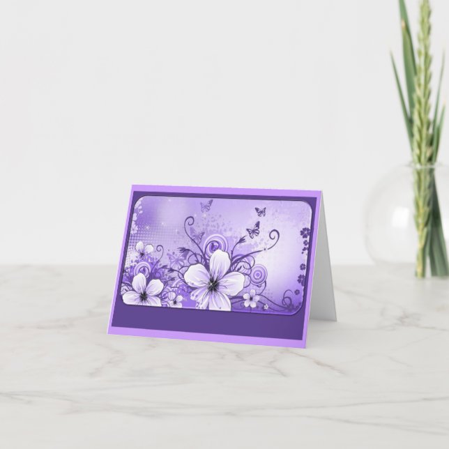 Lilac Lila Blommigt Note Card Kort (Framsida)