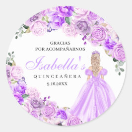 Lilac Lila Blommigt Quinceanera Round Stickers Runt Klistermärke