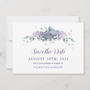 Lilac Lila Blommigt Quinceanera Spara Datumet