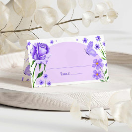 Lilac Lila Blommigt Ro & Butterfly Quinceañera Placeringskort