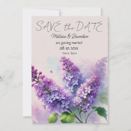 Lilac Lila Blommigt Rustic Bröllop spara datum Inbjudningar