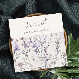 Lilac Lila Blommigt Script Earring Stud Holder Fyrkantigt Visitkort