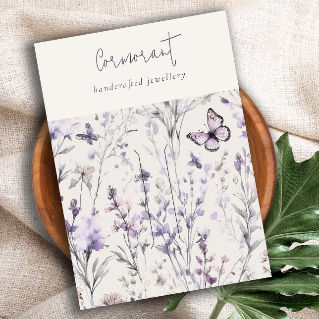 Lilac Lila Blommigt Script Hairclip Pin Holder Visitkort (Skapare uppladdad)
