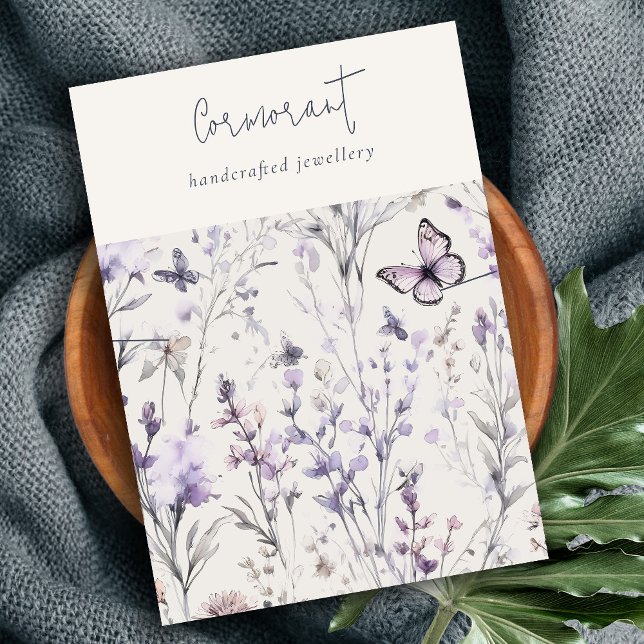 Lilac Lila Blommigt Script Necklace Band Holder Visitkort (Skapare uppladdad)