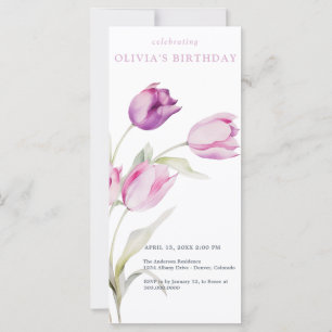 Lilac Lila Blommigt Watercolor Tulips