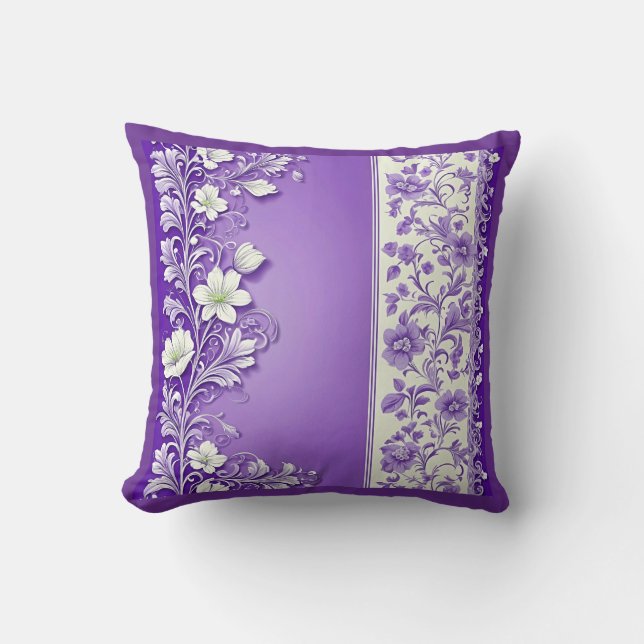 Lilac-Lila blommönster Kudde (Framsida)