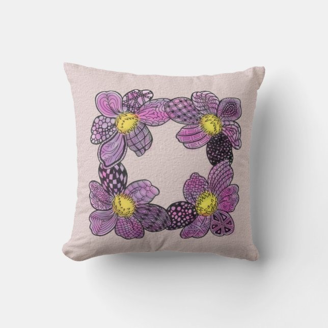 Lilac Lila blommor Kudde (Framsida)