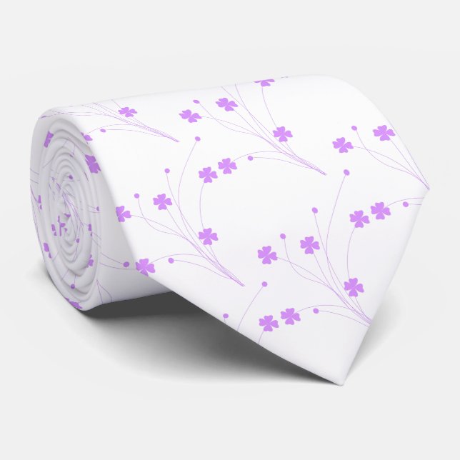 Lilac Lila blommor, Small Pastel Blommigt Print Slips (Rullad)