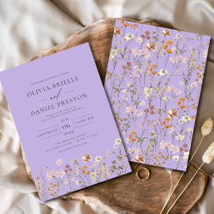 Lilac Lila Boho WildblomGarden Wedding Inbjudningar