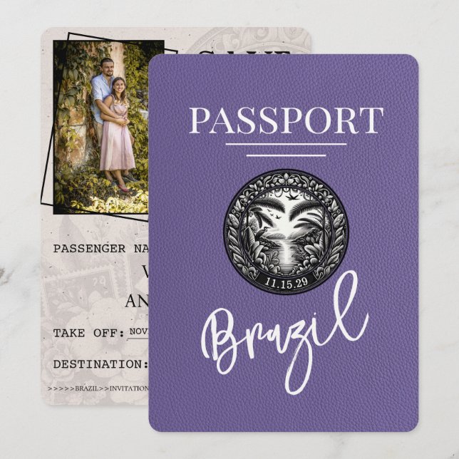 Lilac Lila Brasilien Passport Spara datum Datumet (Fram/baksida)