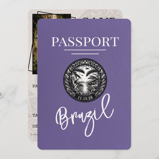 Lilac Lila Brasilien Passport Spara datum Spara Datumet (Fram/baksida)