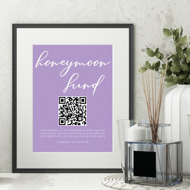 Lilac Lila Bröllop Honeymoon Fund QR-kod Poster (Skapare uppladdad)
