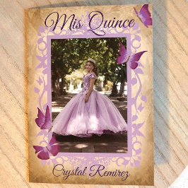 Lilac Lila Butterflies Quinceanera-inbjudan Kort