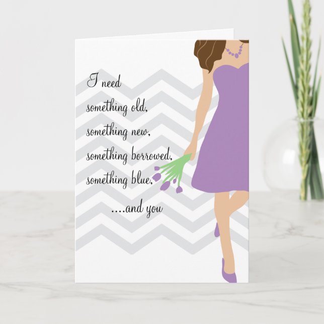 Lilac Lila Chevron kommer du att bli min bridesmai Inbjudan (Framsida)