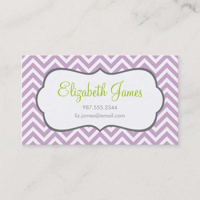 Lilac Lila Chevron Visitkort (Framsida)