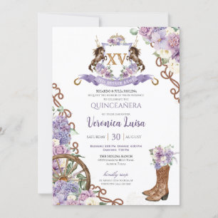 Lilac Lila Classy Western Charro Quinceanera Inbjudningar