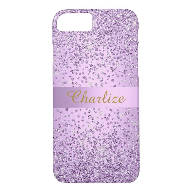 Lilac Lila Crystal Gnistra Glitter Anpassade Case-Mate iPhone Skal (Baksida)