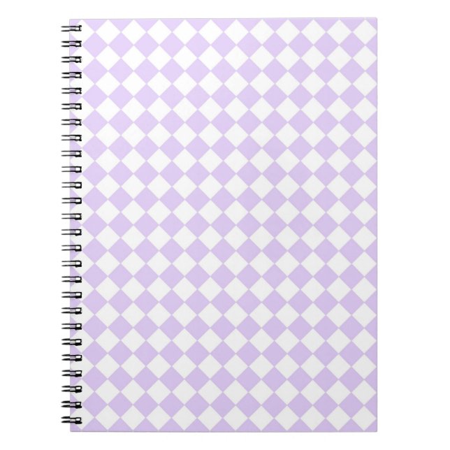 Lilac Lila Diamond Checkered mönster Anteckningsbok Med Spiral (Framsidan)