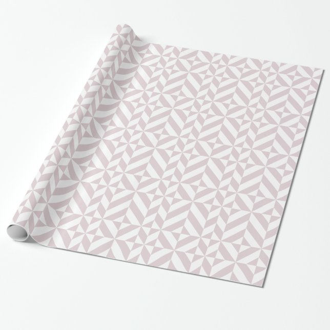 Lilac Lila Geometric Deco Cube Mönster Presentpapper (Utrullad)