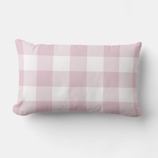 Lilac Lila Gingham Mönster Checkered Lumbarkudde (Framsida)