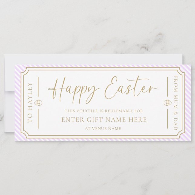 Lilac Lila Glad påsk Gift Voucher Card Inbjudningar (Framsida)