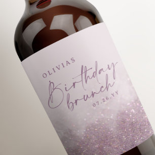 Lilac lila glitter elegant   brunch chic vinflaska etikett