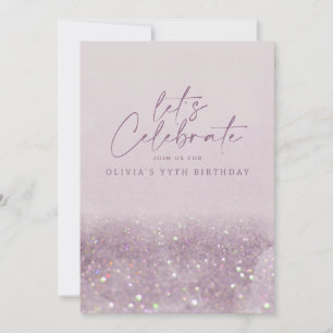 Lilac lila glitter elegant födelsedag unik inbjudningar