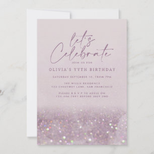 Lilac lila glitter elegant födelsedag unik inbjudningar
