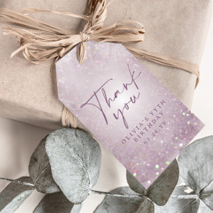 Lilac lila glitter elegant födelsedagsfest decor presentetikett