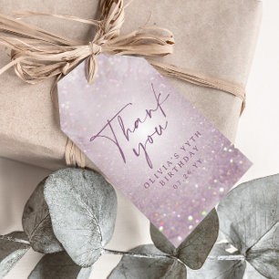 Lilac lila glitter elegant födelsedagsfest decor presentetikett