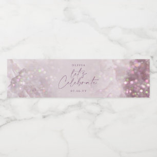 Lilac lila glitter elegant födelsedagsfest girly vattenflaskor etikett