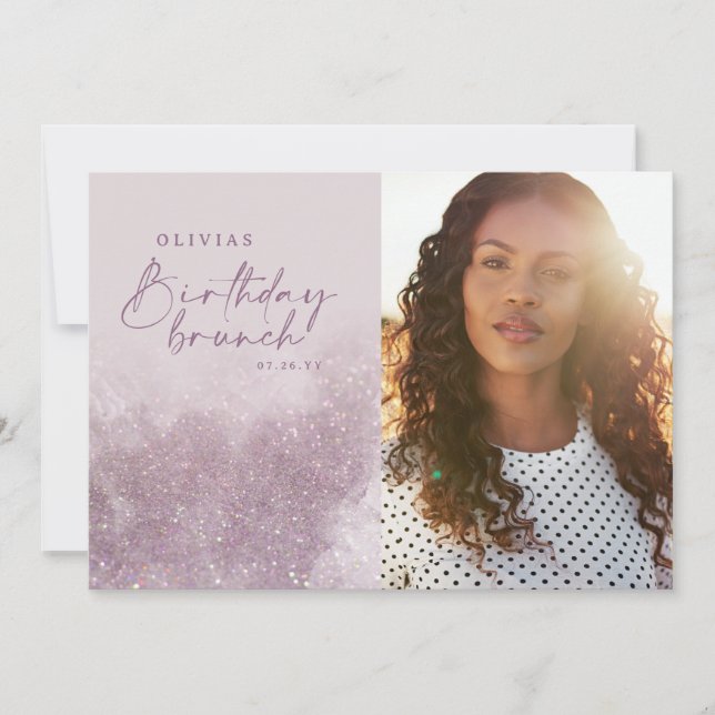 Lilac lila glitter elegant fotofödelsedagskalender (Framsida)