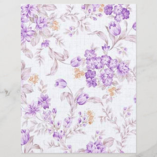 Lilac Lila Grått Pastel Blommigt Scrapbook Papper