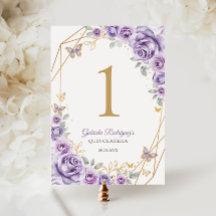 Lilac Lila Guld Blommigt Quinceanera