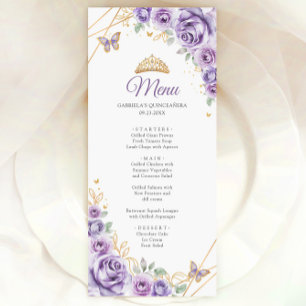 Lilac Lila Guld Blommigt Quinceanera Meny