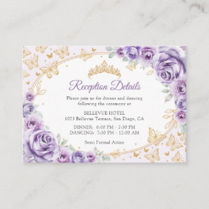 Lilac Lila Guld Quinceanera Mottagningsdetaljer Tilläggskort