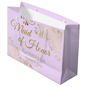 Lilac Lila Guld Snöre Maid of honor Chic Bröllop