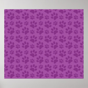 Lilac lila hund paw print mönster poster