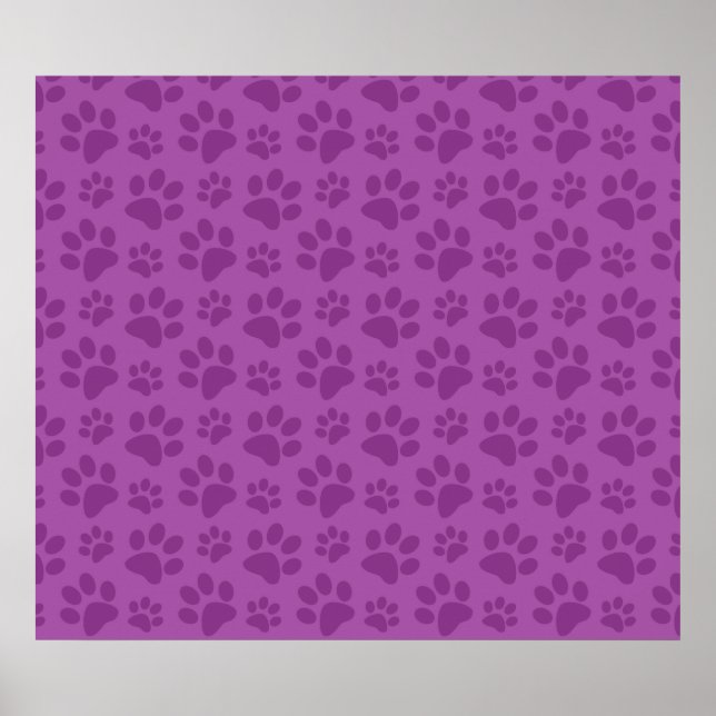 Lilac lila hund paw print mönster poster (Framsidan)