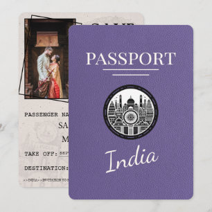Lilac Lila India Passport Save Date Spara Datumet