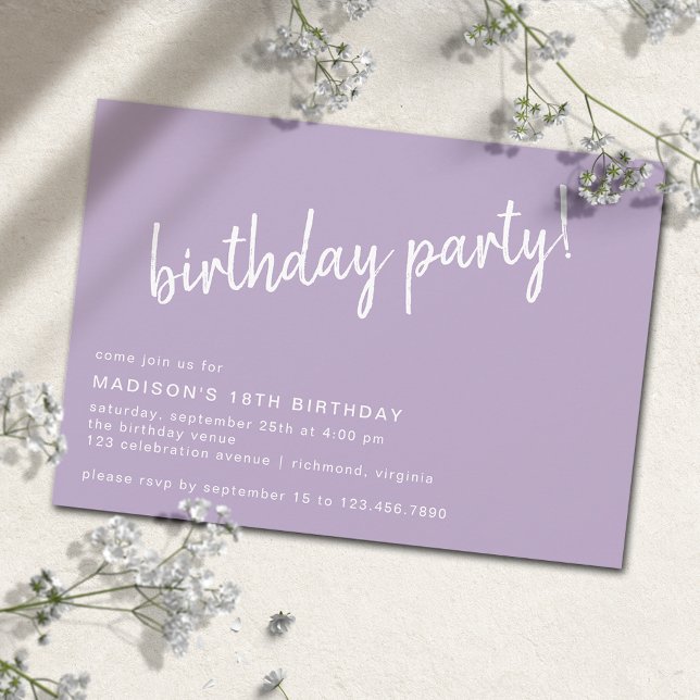 Lilac Lila Lavender | Enkelt vilken ålder som hels Inbjudningar (Skapare uppladdad)