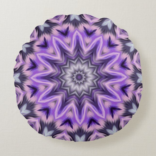 Lilac lila mandala rund kudde (Framsidan)