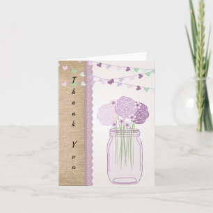 Lilac Lila Mason Burk Burlap Snöre Tack Kort