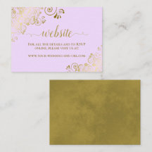 Lilac Lila med Guld Blommigt Snöre Bröllop webbpla