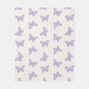 Lilac Lila minimal Girly Cute Butterfly Mönster Fleecefilt