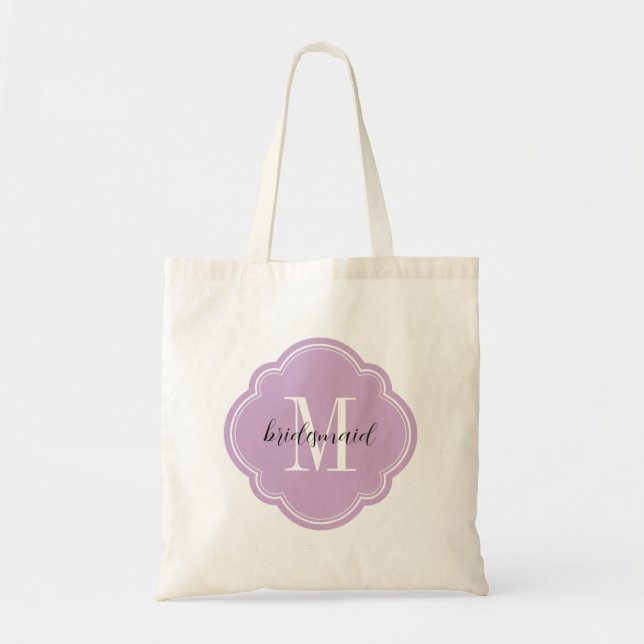 Lilac Lila Monogram Bridesmaid Tote Bag Tygkasse (Framsidan)