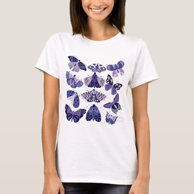 Lilac Lila Moth och Butterfly T-Shirt (Framsida)